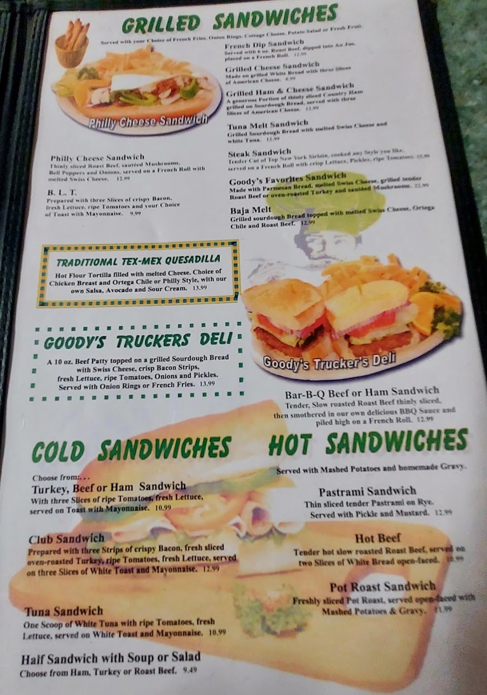 Breakfast menu with pancakes and oatmeal.